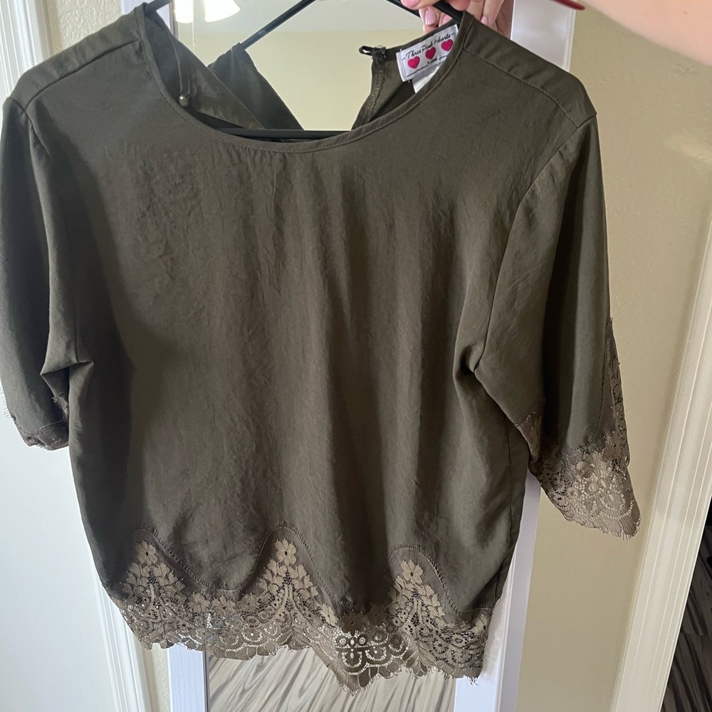 Olive lace top